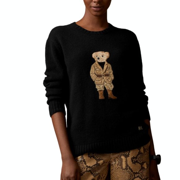 Ralph Lauren Purple Label Sweaters - Ralph Lauren Purple Label Cashmere Safari Bear Sweater Knit Black S